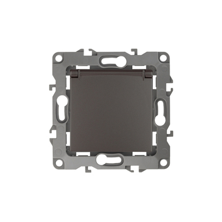 Розетка ЭРА Серия 12 12-2103-13 2P+E Schuko со шторками с крышкой 16A-250В IP20 бронза