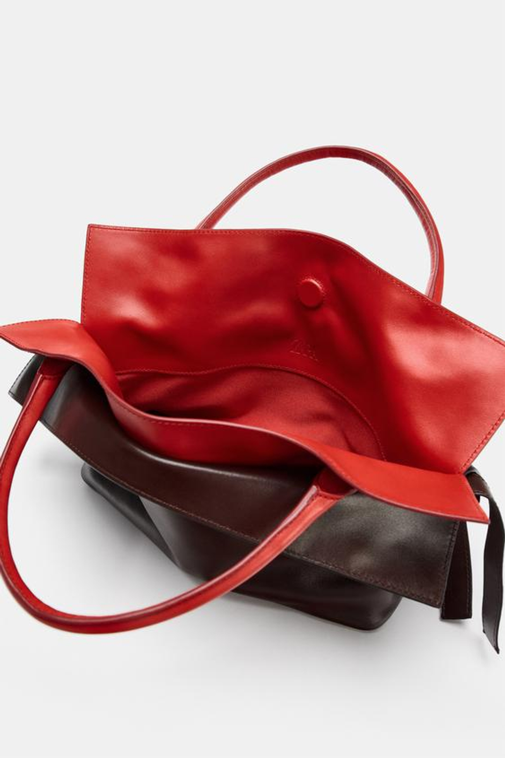 ZARA КОЖАНАЯ СУМКА С КЛАПАНОМ, ШОКОЛАДНЫЙ