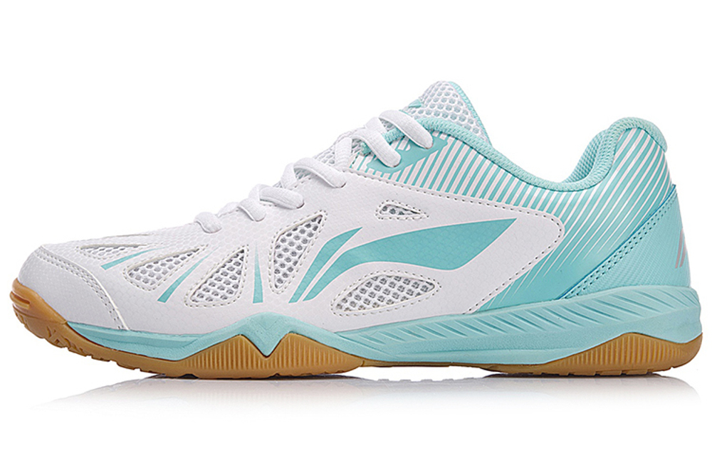 Li Ning Storage Textile, Synthetic Leather Cushioning Support Balance Low top Training Shoes Women"s White Blue
