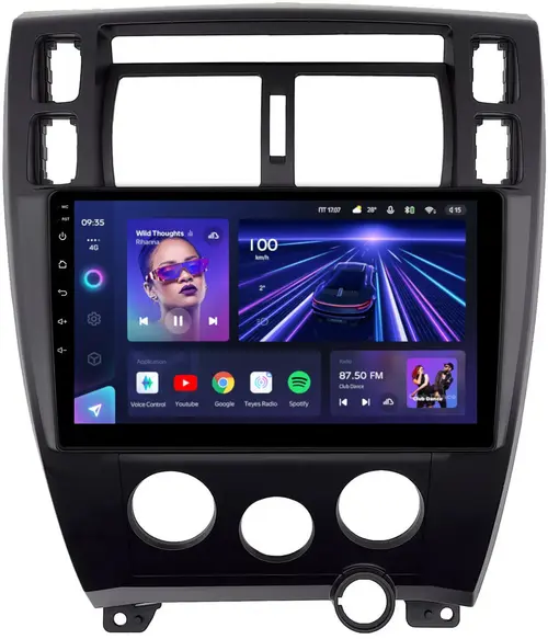 Магнитола для Hyundai Tucson 1 2004-2009 (рамка черная) - Teyes CC3L монитор 10" IPS на Android 10, CarPlay, 4G SIM-слот