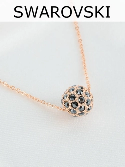 Кулон Черный шарик с кристаллами Swarovski