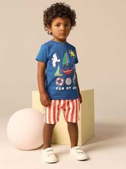 Футболка и шорты в комплекте для мальчика Next E63-611, Синий, Красный, Белый