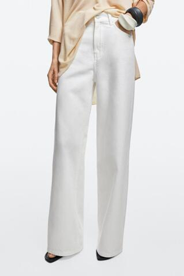 Massimo Dutti Джинсы с высокой талией и широкими штанинами, экрю