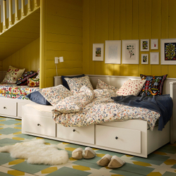 IKEA BRUDKRUSBÄR  (ИКЕА БРУДКРУСБЭР)  -  Пододеяльник и 2 наволочки - белый разноцветный/цветочный узор 200х200/50х60 см