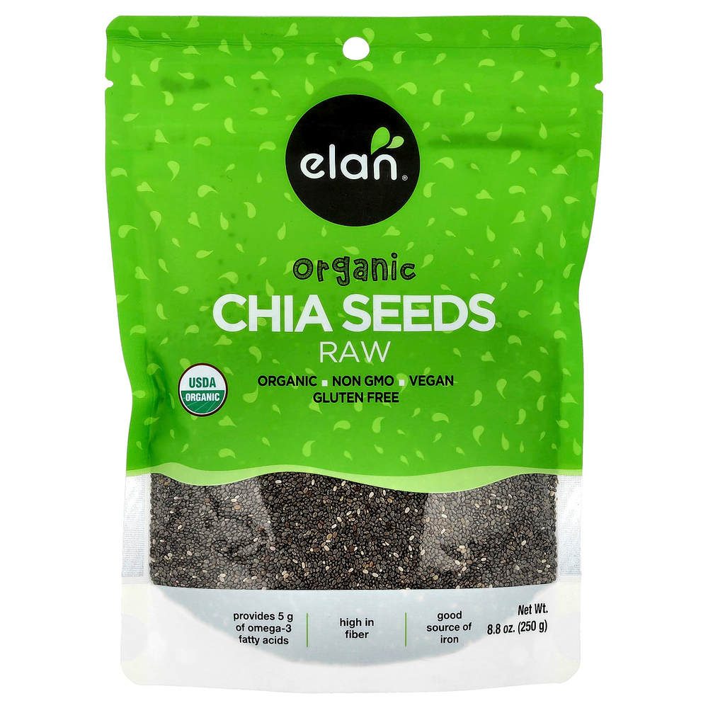 Elan, Органические семена чиа, необработанные, 250 г (8,8 унции)
