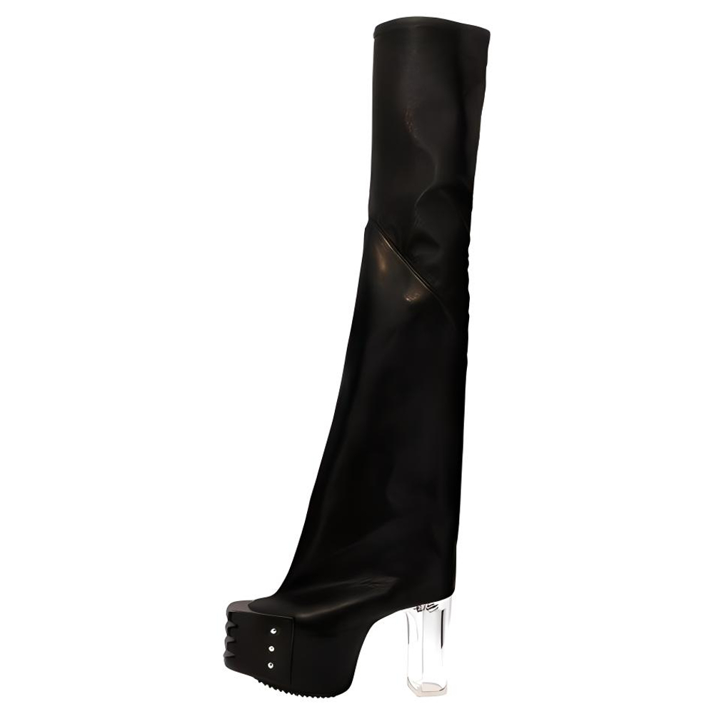 RICK OWENS 120mm Thigh-length Leather Boots