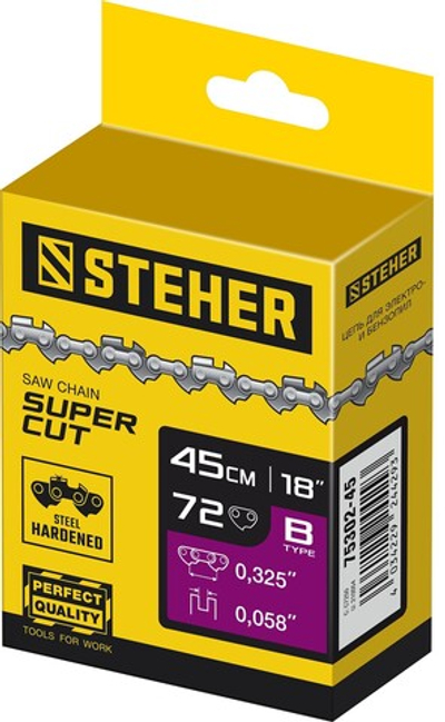 STEHER type B, шаг 0.325″, паз 1.5 мм, 72 звена, цепь для бензопил (75302-45)