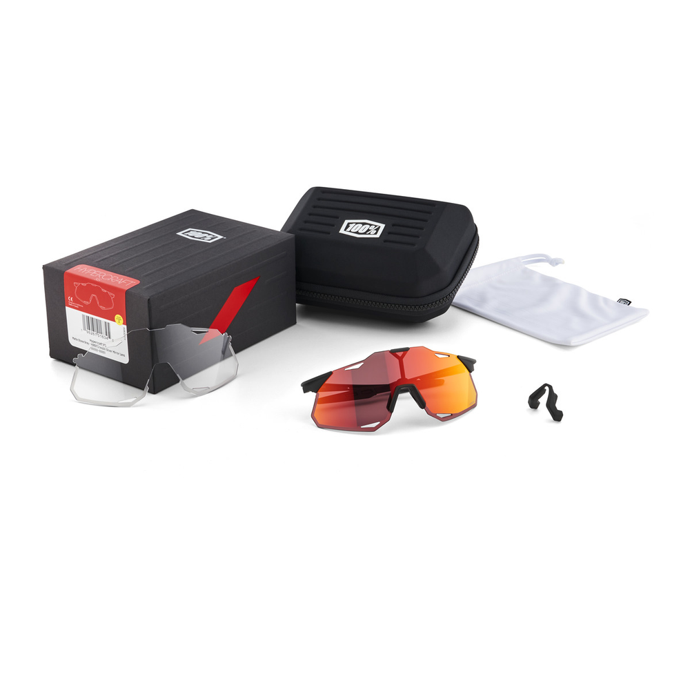 Спортивные очки 100% Hypercraft XS / Soft Tact Black / Hiper Red Mirror Lens / на узкое лицо