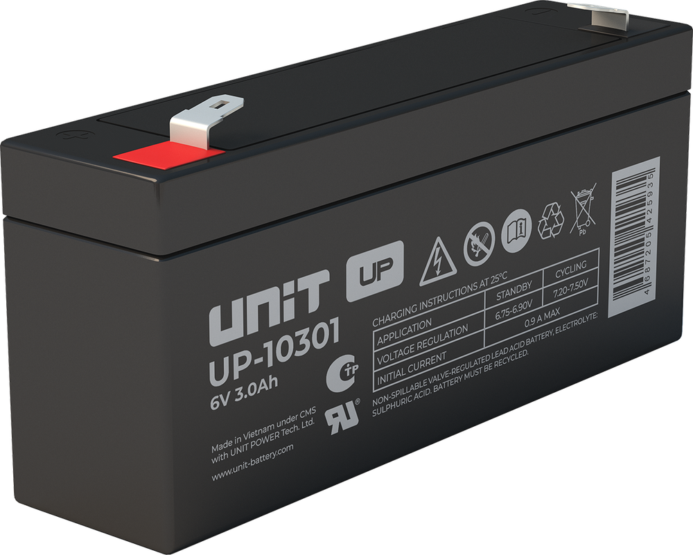 Аккумулятор UNIT UP-10301 ( 3Ач / 6В ) AGM