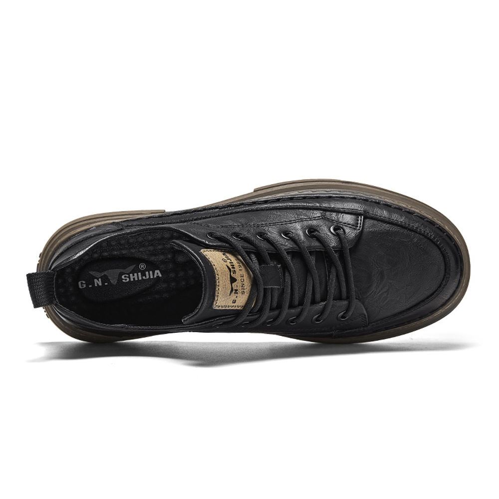 G.N.SHIJIA Casual Leather Shoes Men"s Low top Black/Brown