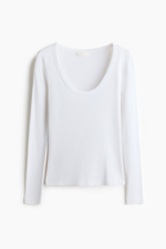Облегающий хлопковый топ — глубокий круглый вырез - H&M