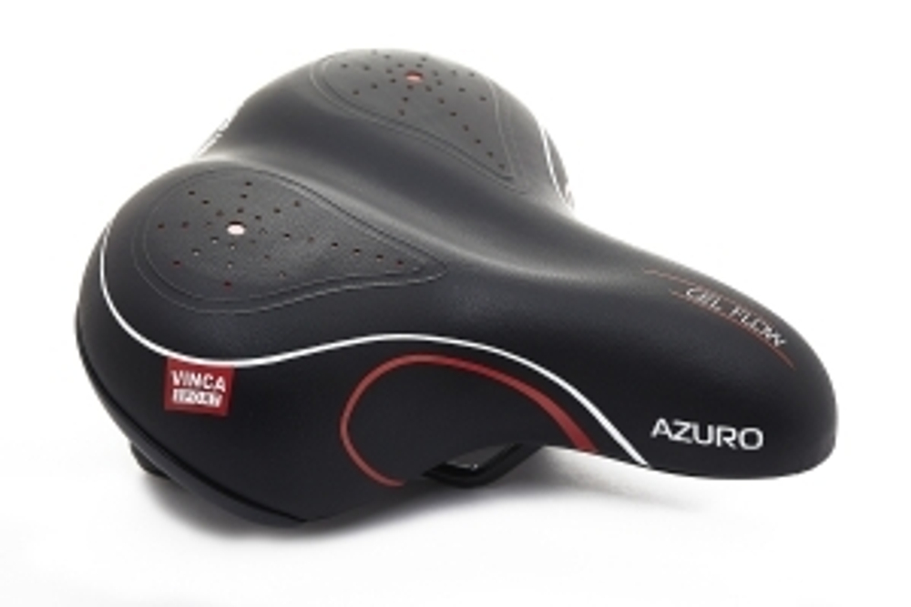 Седло комфортное с гелем 246*206мм черное с красным. инд.уп. Vinca Sport VS 02 azuro black/red