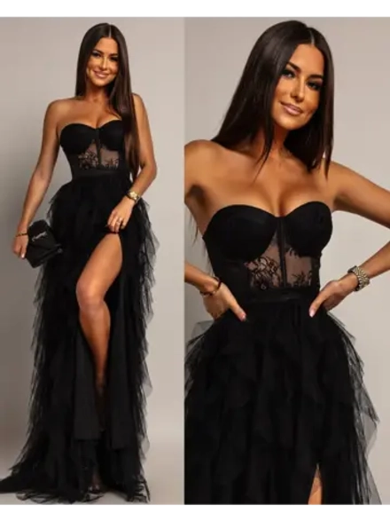 черное макси платье + plus size