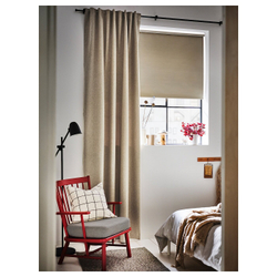 IKEA ROSENMANDEL  (ИКЕА РОСЕНМАНДЕЛ)  -  Шторы, 1 пара, на ленте/желто-бежевые, 135x300 см