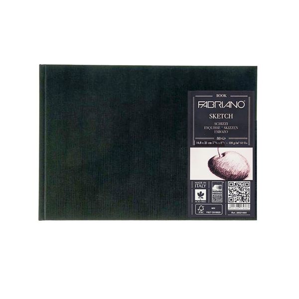 Блокнот для эскизов Sketch Book 110 г/м², A5 14.8х21 см, сшивка 80 л, пейзажный, мелкозернистая, Fabriano, 19100004