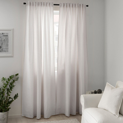 IKEA TIBAST  (ИКЕА ТИБАСТ)  -  Штора, 2 шт, на ленте/бежевая, 145x300 см