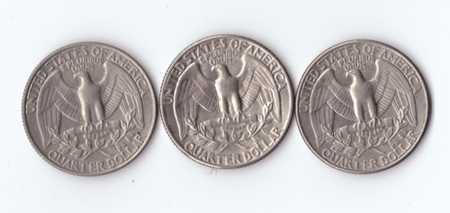 1/4 доллара США 1967,87,91 гг. 3 шт. Разные VF