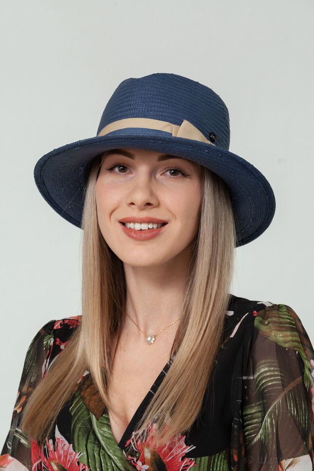 S09-66/4 Шляпа Kar. (Темно-синий / 56-57 / 30х30х6 / Соломка / 0.3)