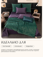 КПБ на резинке Сатин Velvet Premium с Одеялом VPR005, Евро, 4 наволочки, простынь 140*200*25