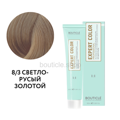 Bouticle Expert Color Hair Color Cream Профессиональный перманентный крем-краситель для волос цвет 8.3 светло-русый золотой, 100 мл