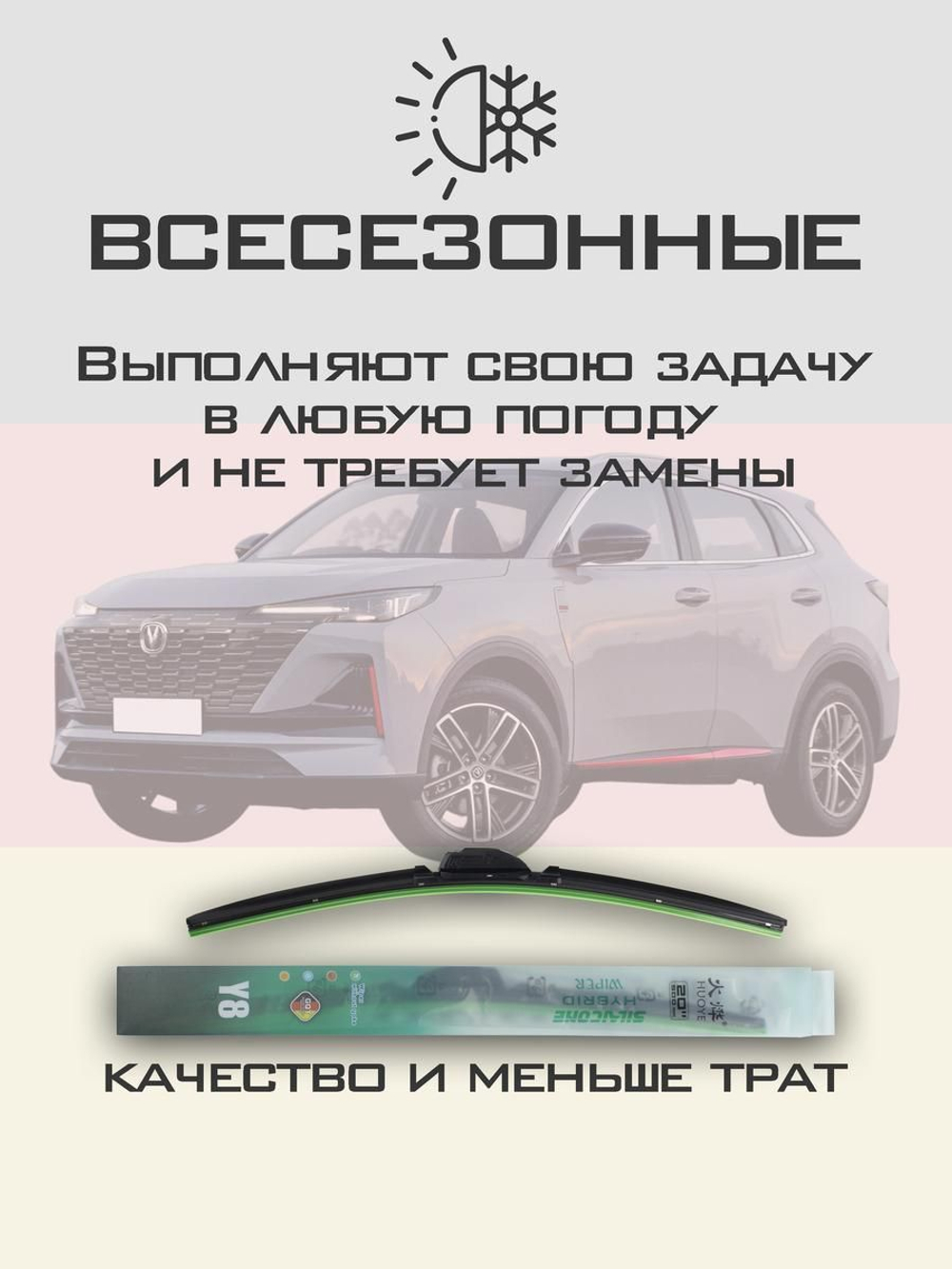 Щетки стеклоочистителя HUOYE Y8 600/450 мм на Changan UNIS | Push button