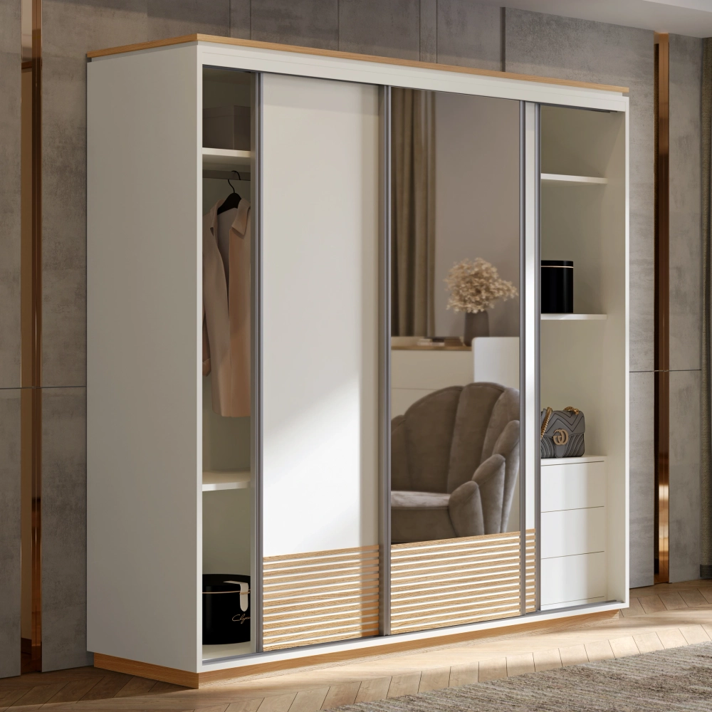 Шкаф-купе NOA 2067 Neutro/Lacado Branco IDC Mobiliario