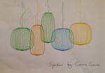 Pendant design lamp  Spokes 1 by Foscarini (Yellow)