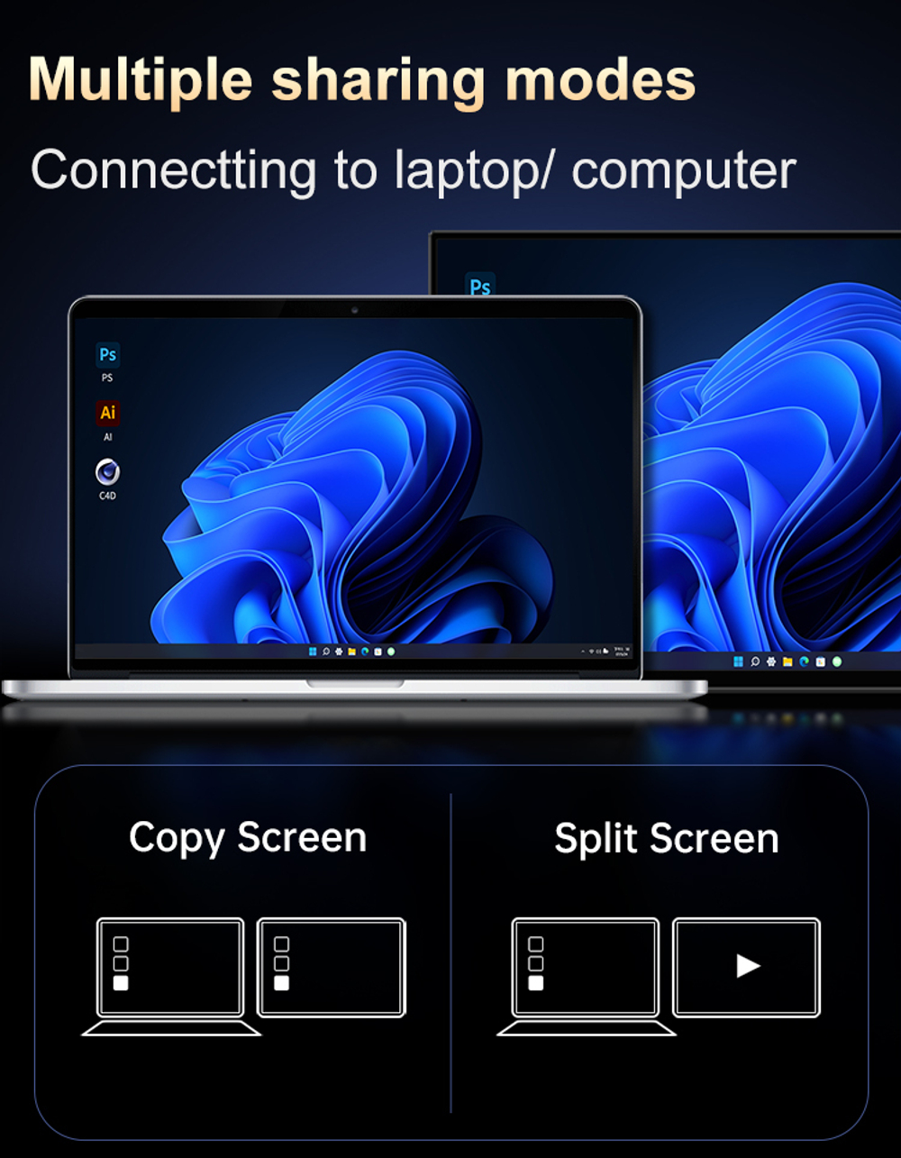14" Портативный сенсорный монитор VCHANCE 4K OLED 3840x2400, 60 Гц