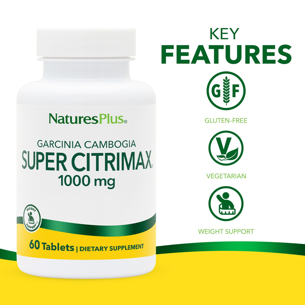 NaturesPlus, Super Citrimax®, гарциния камбоджийская, 60 таблеток