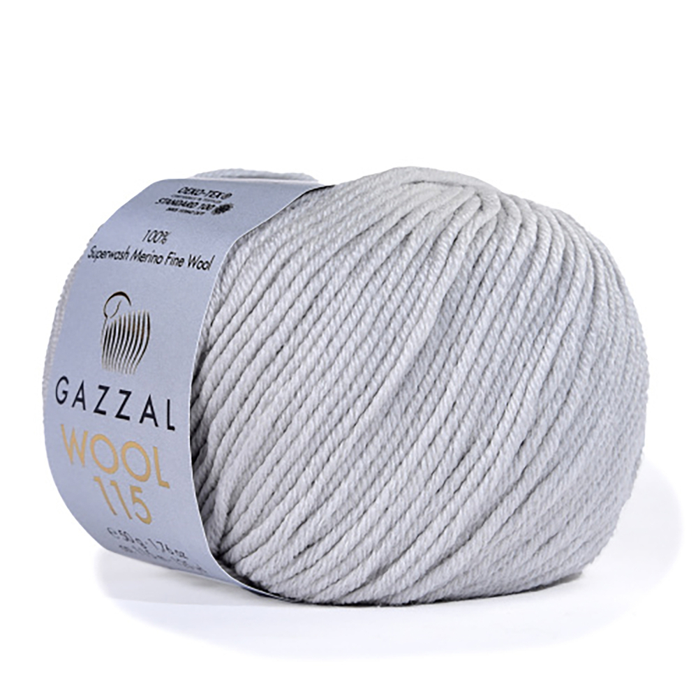 Пряжа GAZZAL Wool 115 цвет 3304 св. серый 50 гр. 115 м 100% тонкая шерсть мериноса супервош