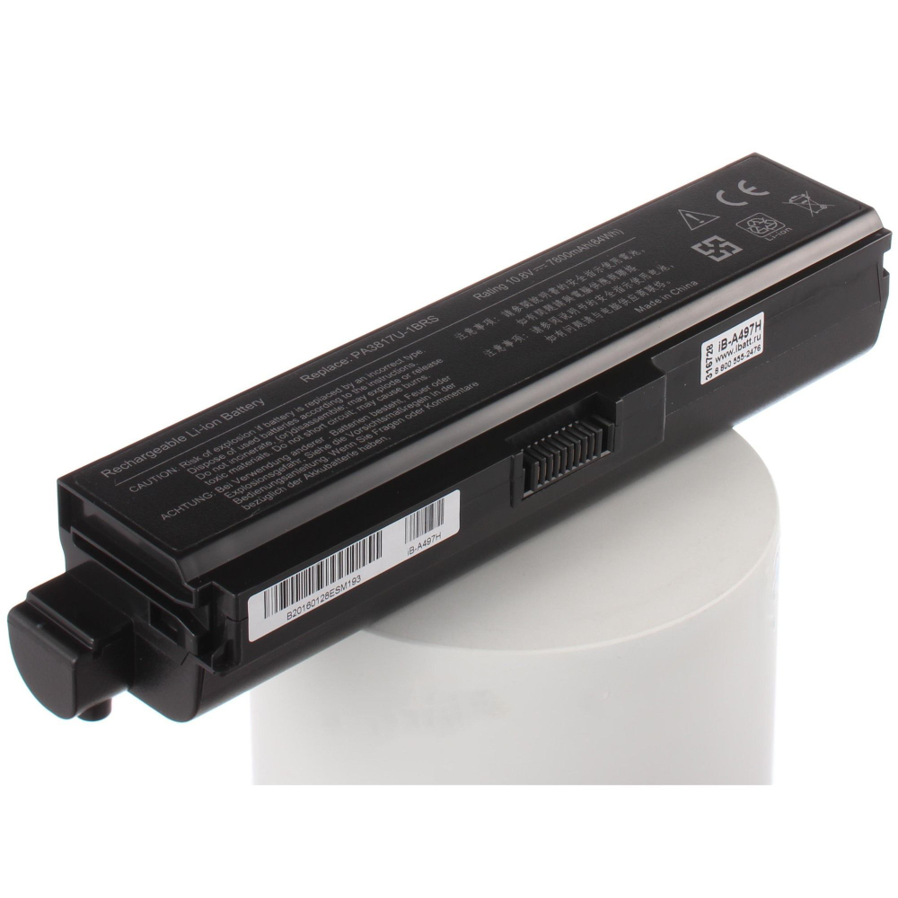 Усиленная аккумуляторная батарея iBatt 7800 mAh для ноутбуков Toshiba PA3817U-1BRS, PA3816U-1BRS