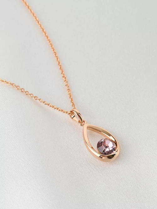 Кулон-капля Белла с розовым кристаллом Swarovski