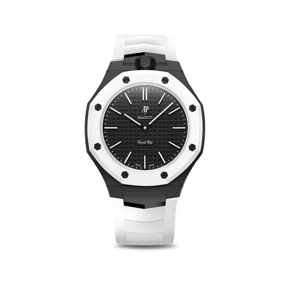 Корпус для часов POP-Swatch x AP - Белый и Чёрный - Комплект из 2 ремешков