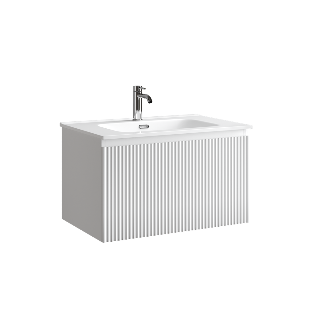 Тумба подвесная SANCOS Сноб Р 1.0 (Snob R 1.0) 690х445х406, c одним ящиком оснащенным доводчиками Белый матовый (Bianco), арт. SNR1.070W