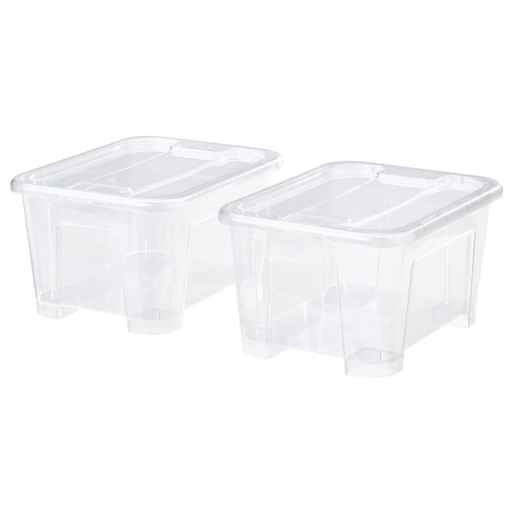 IKEA SAMLA  (ИКЕА САМЛА)  -  Коробка с крышкой - прозрачный 14х18х10 см/1 л