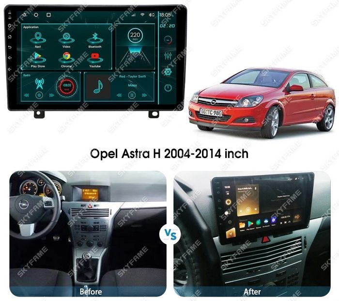 Магнитола для Opel Astra H (вместо БК) - Kuberg SF-9304 QLed, Android 12, Быстрая, CarPlay, 4G SIM-слот