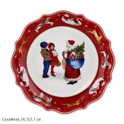 Lenardi 305-184 Салатник 16.5х3,5см НОВЫЙ ГОД в под.уп.(х48)Фарфор