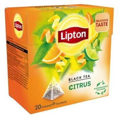 Lipton Чай черный CITRUS цитрусовый, 20 пакетиков, 36 г (из Финляндии)