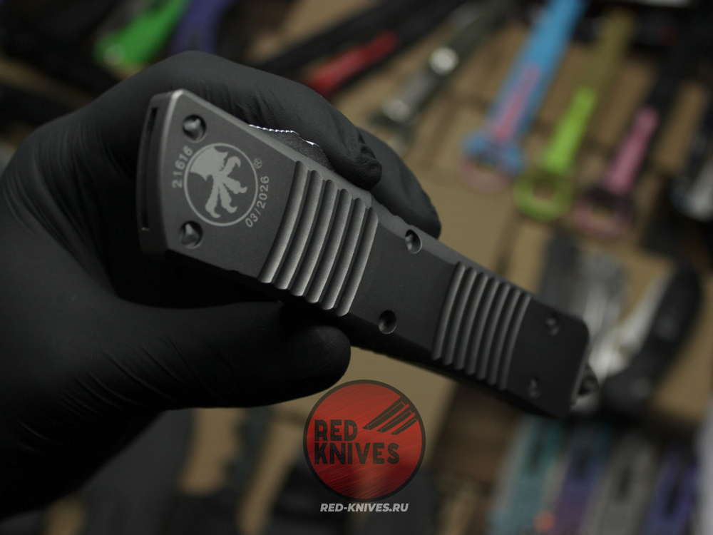 Нож Microtech Troodon D/E Gray Apocalyptic А+++ 142-1NC - графитовая рукоять + доп. пружина