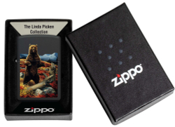 Зажигалка Zippo Linda Picken с покрытием Black Matte, латунь/сталь, черная, 38x13x57 мм
