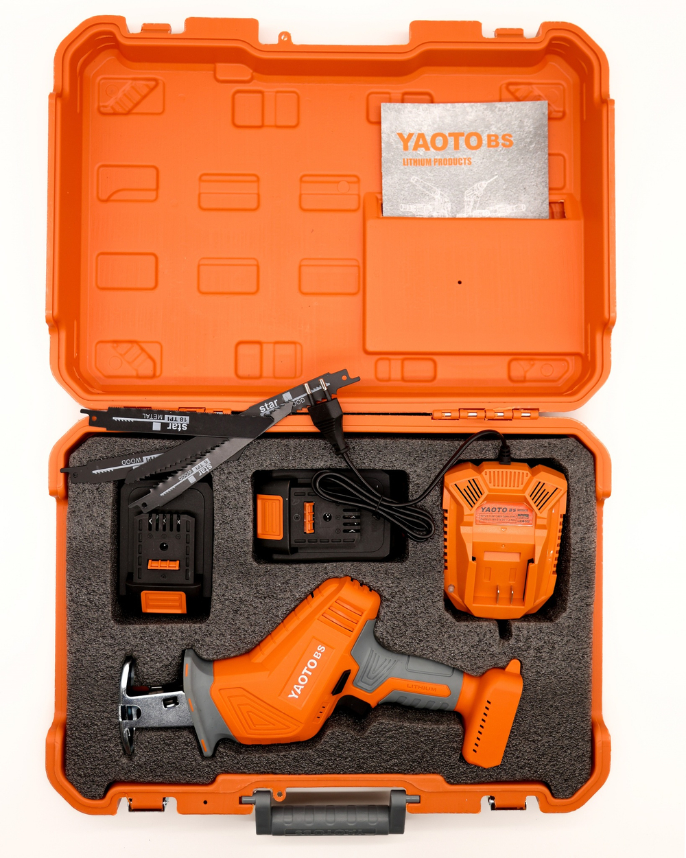 Сабельная пила Yaoto BS48V, 3500 ходов/мин, бесщеточный мотор, Li-Ion, 4Ач