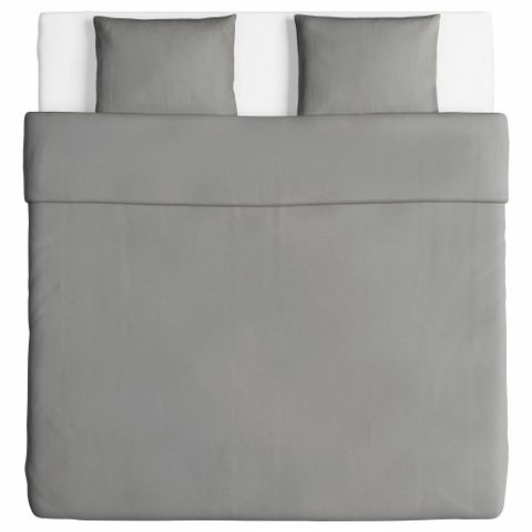 Комплект постельного белья IKEA ANGSLILJA (ЭНГСЛИЛЯ), Двуспальный, Серый, 240x220, 50x80 см