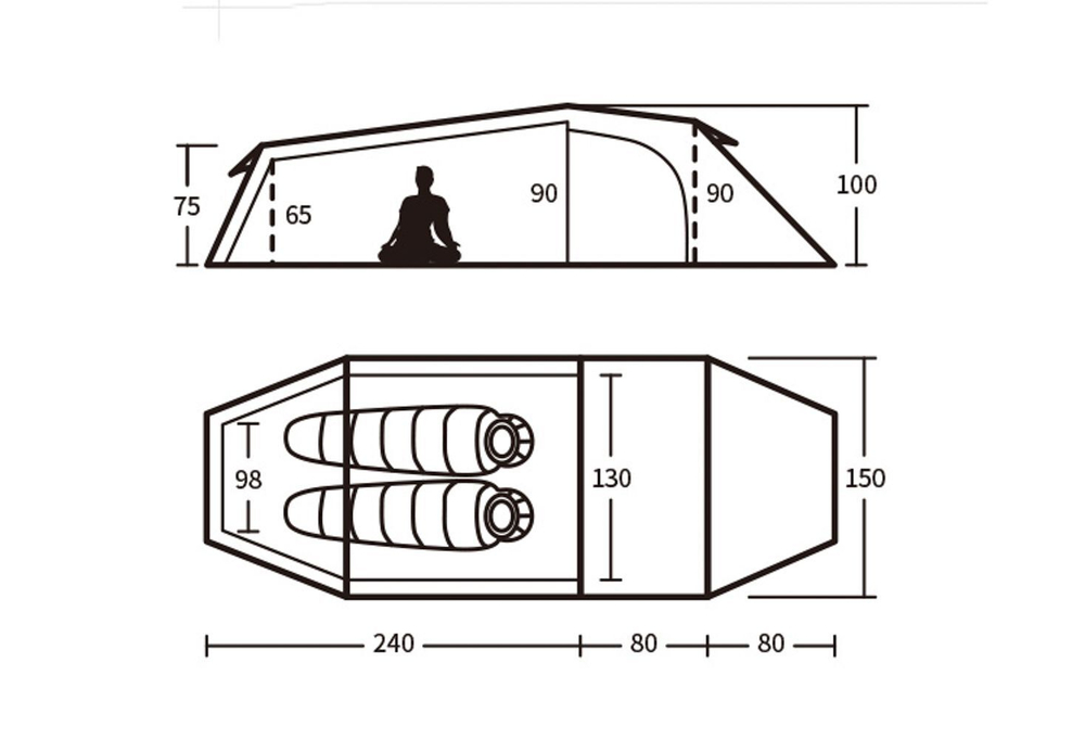 Палатка туристическая 2-местная Naturehike Opalus NH17L001-L, 20D, зеленый, 6976023924781