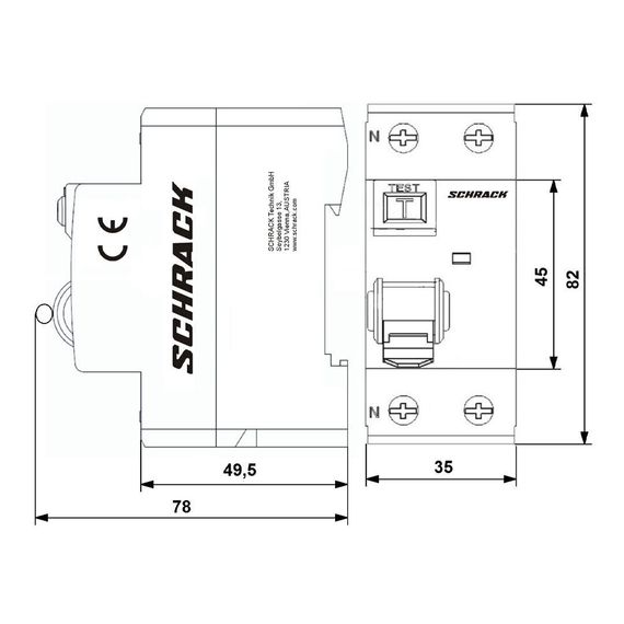 УЗО Schrack Technik 2P 63A 100mA тип AC 10kA Amparo AR006210-- (ВДТ)