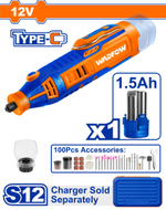 Гравер аккумуляторный WADFOW WRY1M121 12 В, 3,2 мм