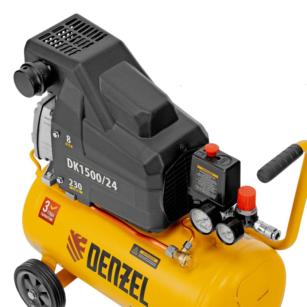 Компрессор масляный воздушный Denzel DK1500/24, Х-PRO 1.5 кВт, 230 л/мин, 24 л