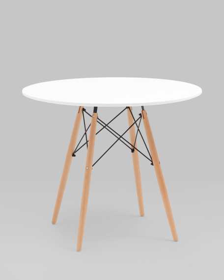 EAMES DSW D90, белый, столешница МДФ, ножки метал, массив бука