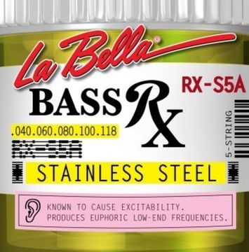 Струны для 5-струнной бас-гитары, нерж.сталь, 40-118, La Bella RX-S5A RX – Stainless