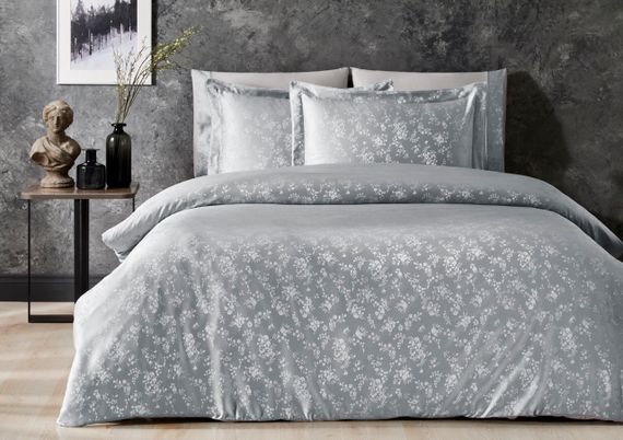 Постельное белье CLARINDA серый жаккард deluxe TIVOLYO HOME Турция