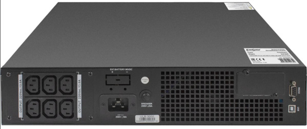 Источник бесперебойного питания Exegate PowerExpert ULS-3000.LCD.AVR.6C13.USB.RS232.SNMP.BC.2U
